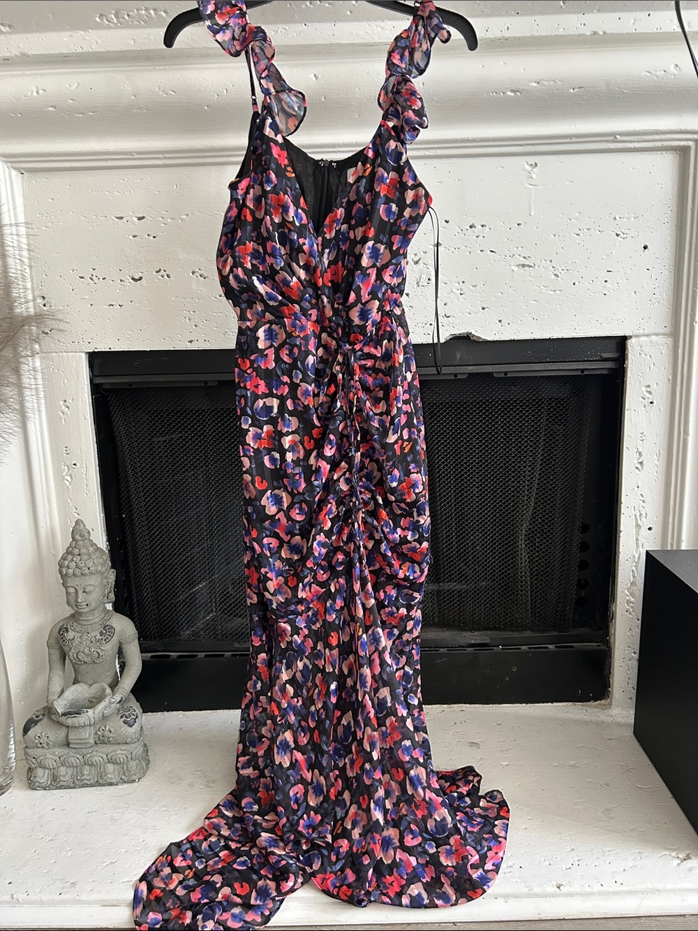 Ruffled Strap Floral Maxi Dress in Multi-Color
